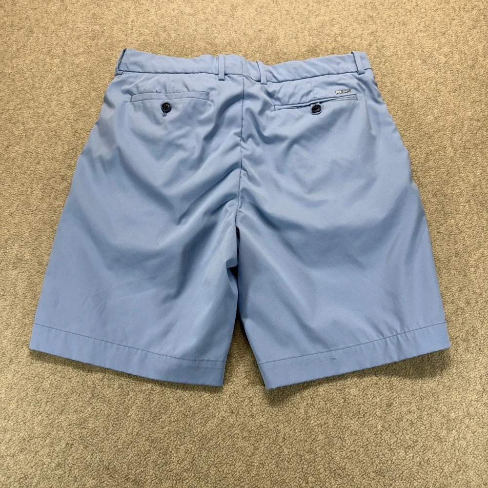 RLX Ralph Lauren Mens Classic Fit Shorts Blue Golf Performance Flat Front 32
